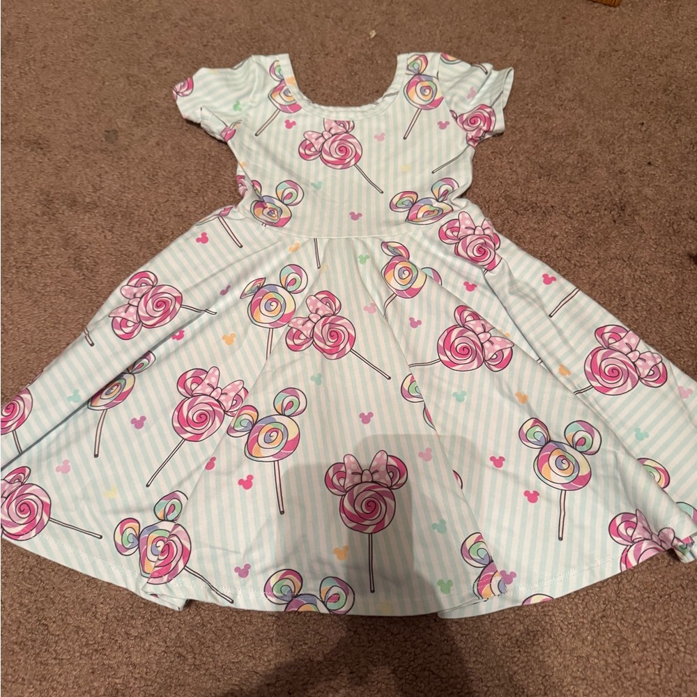 Pink and White A-Line Sundress with Flutter Cap Sleeves